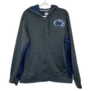 Nike Penn State Hoodie L Dark Grey Navy Blue Nittany Lions Full Zip Size Large